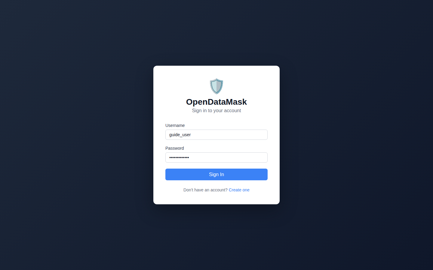 Login form filled in