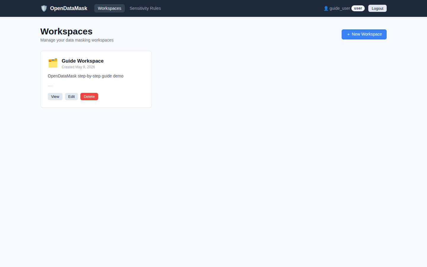 Workspaces list