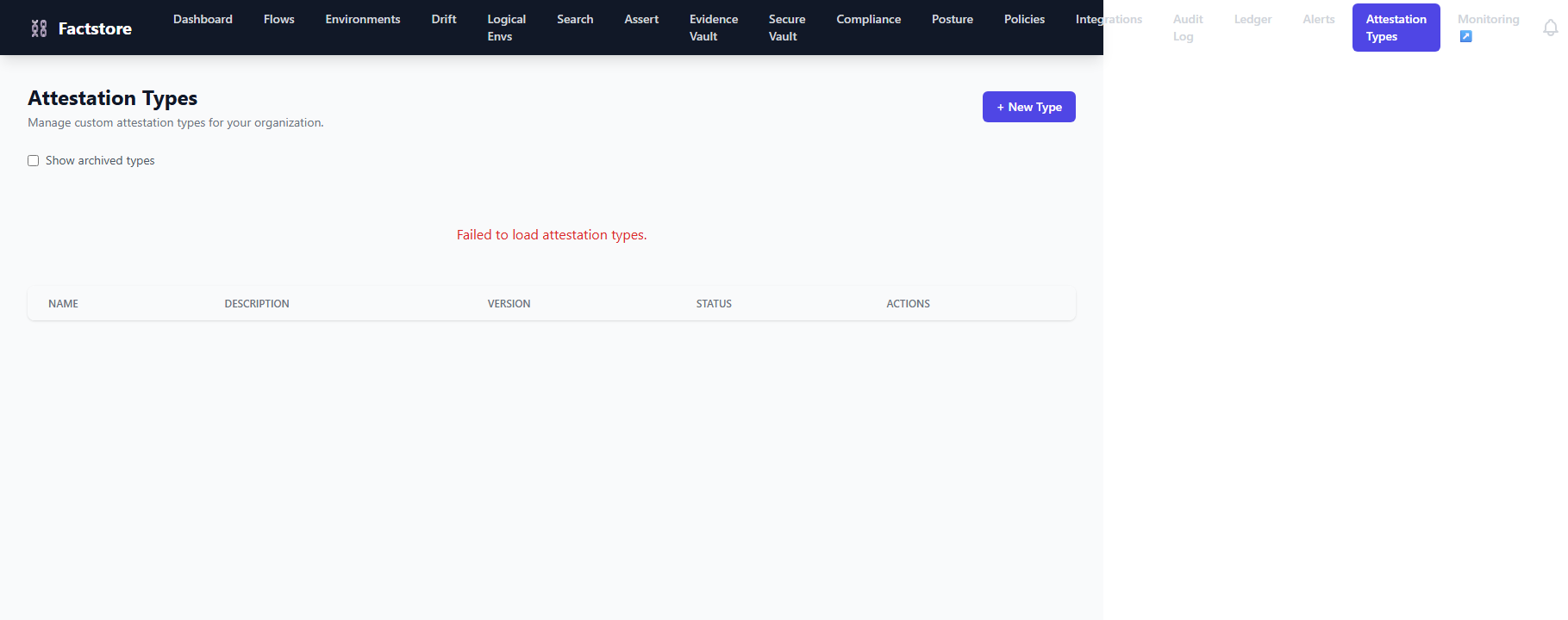 Attestation Types management page